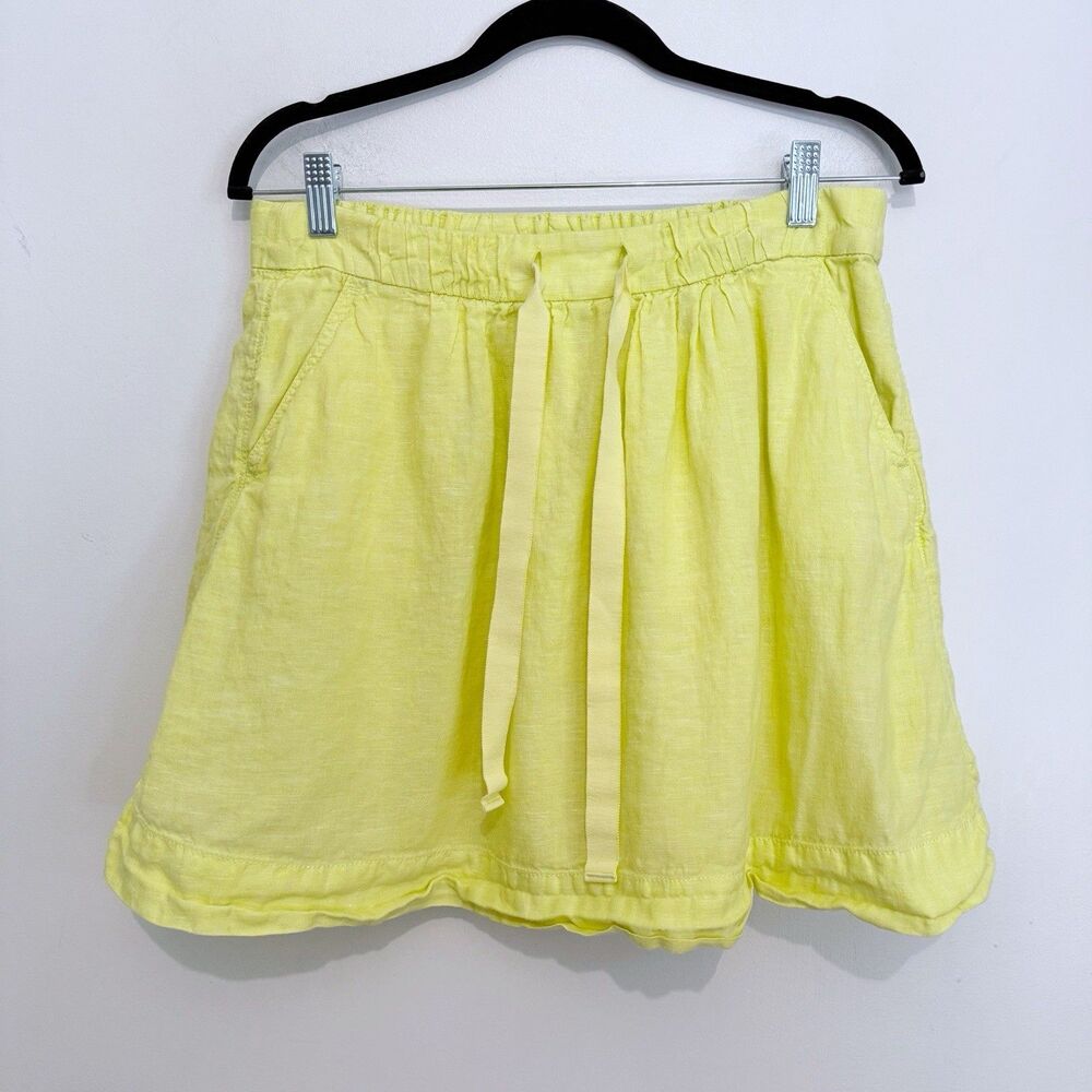 J Crew Skirt Womens Size 6 Yellow Green Linen Mini Skirt Lined Casual Preppy